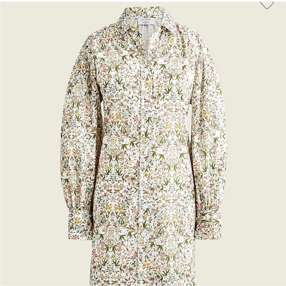 J.Crew x Liberty London Tapestry Floral Mini Shirt Dress Puff Sleeve M EUC